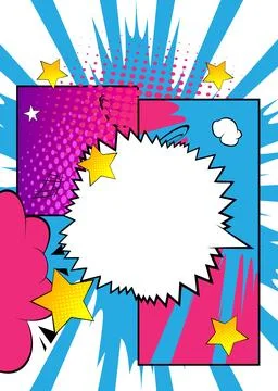 Cartoon blank speech bubble, comic book classic background. Retro vector co.. イラスト素材