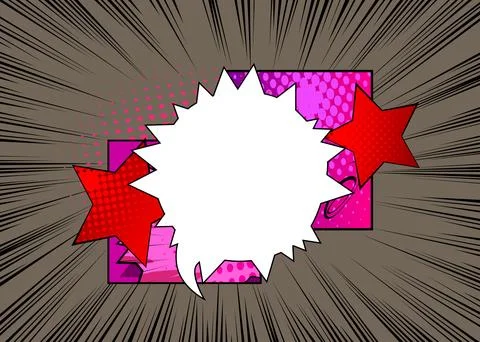 Cartoon blank speech bubble, comic book background. Retro vector comics pop.. Stock Illustration