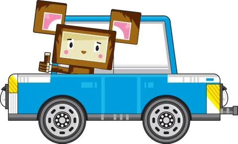 Cartoon Block Bear in Car Stock Illustration