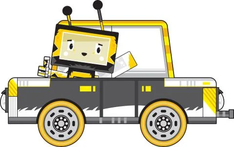 Cartoon Block Bee in Car Stock-Illustration