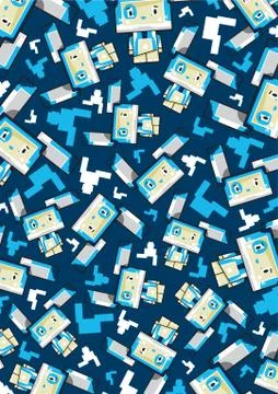 Cartoon Block Bunny Rabbit Pattern Illustrazione stock