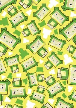 Cartoon Block Crocodile Pattern 스톡 일러스트