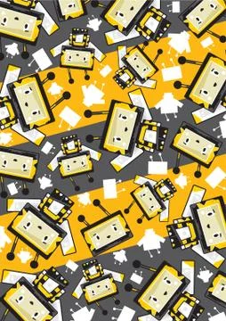 Cartoon Block Honey Bee Pattern Stock Illustration