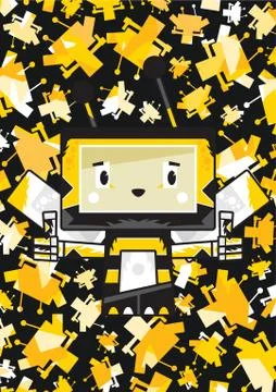 Cartoon Block Honey Bee Pattern Stock Illustration