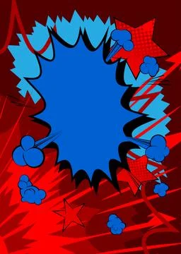 Cartoon blue and red background, comic book backdrop. Retro vector comics p.. 스톡 일러스트