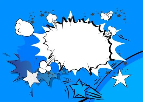 Cartoon Blue and White, comic book background. Retro vector comics pop art .. Stock Illustration