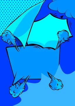 Cartoon blue background, comic book backdrop. Retro vector comics pop art d.. イラスト素材