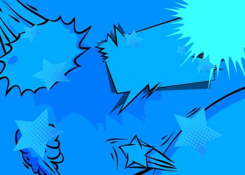 Cartoon blue background, comic book backdrop. Retro vector comics pop art d.. Stock Illustration