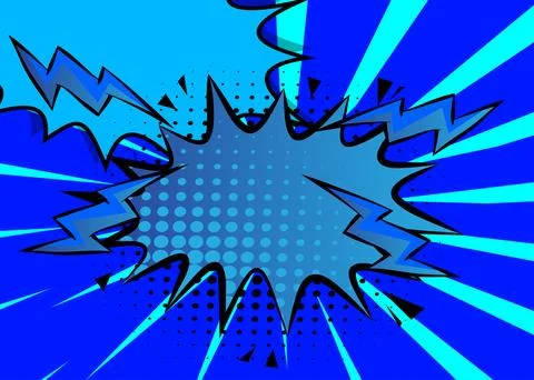 Cartoon blue background, comic book backdrop. Retro vector comics pop art d.. Illustrazione stock