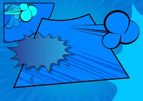 Cartoon blue background, comic book backdrop. Retro vector comics pop art d.. Illustrazione stock