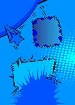 Cartoon blue background, comic book backdrop. Retro vector comics pop art d.. Stock Illustration