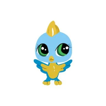 Cartoon blue bird. 库存插图