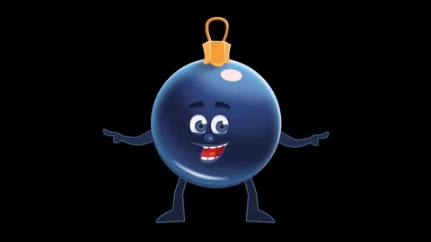 Cartoon Blue Christmas Ball Pointer Double Pose Animation with Alpha Channel Stock-Footage 82303357