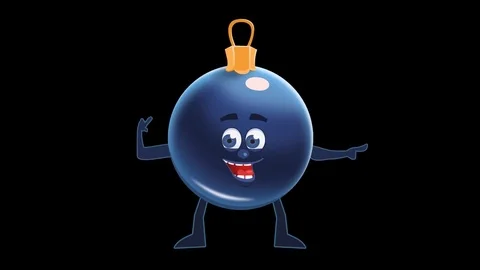 Cartoon Blue Christmas Ball Pointer Right Pose Animation with Alpha Channel 库存影片 82303433