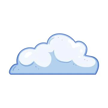 Cartoon blue cloud floating in clear sky Stock Illustration