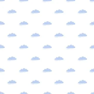 Cartoon blue clouds seamless pattern on white background 스톡 일러스트