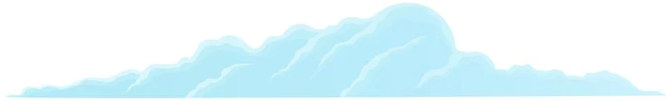 Cartoon blue clouds set on white sky background. Collection of smoke patterns Ilustração Stock