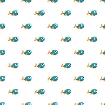 Cartoon blue fish pattern illustrating aquatic life underwater Stockillustratie