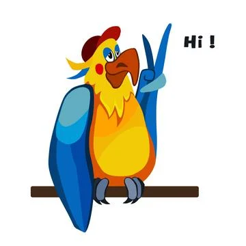Cartoon blue macaw vector isolated Stock Illustration