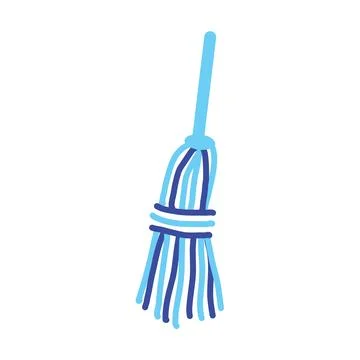 Cartoon Blue Mop Icon Stock Illustration