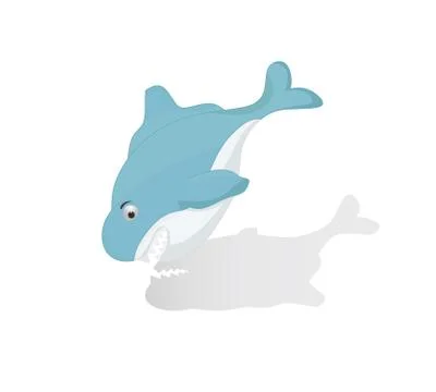 Cartoon blue shark down Stock Illustration