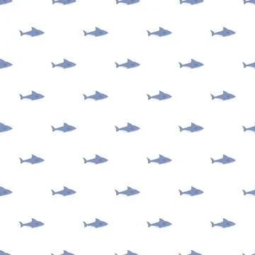 Cartoon blue sharks seamless pattern swimming aquatic background イラスト素材