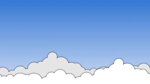 Cartoon Blue Sky Background with White Clouds Below Stock Footage 318721629