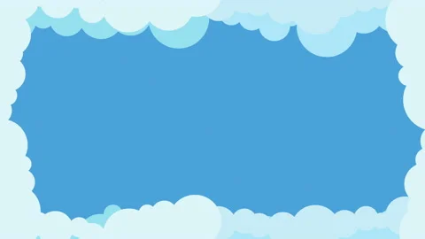 Cartoon blue sky with white cloud frame background in 4k video. Vidéo 146948213