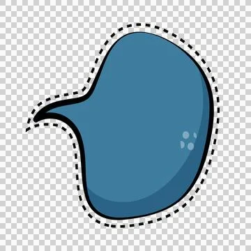 Cartoon blue speech bubble sticker with dashed outline for text communicati.. 스톡 일러스트