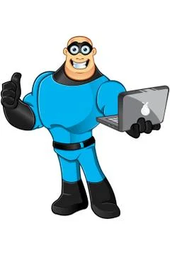 Cartoon Blue Superhero Stock Illustration