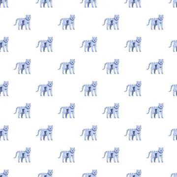 Cartoon blue tiger seamless pattern design Stock Illustration