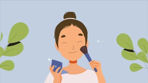 Cartoon Blush On Application Make Up Stock Footage 252550119