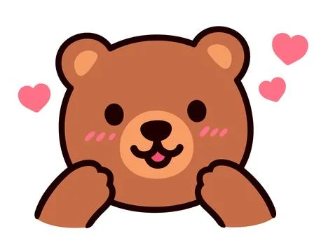 Cartoon blushing bear in love Stock Illustration