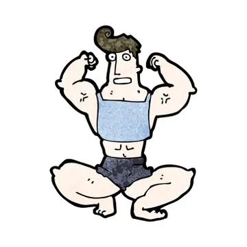 Cartoon body builder posing Stock Illustration