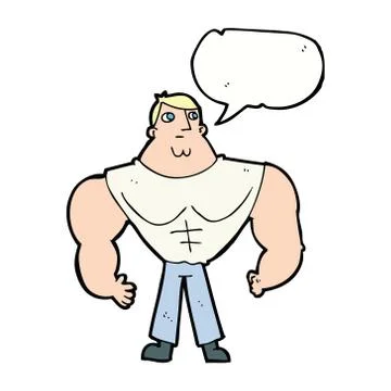 Cartoon body builder with speech bubble Stock Illustration