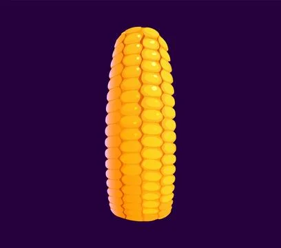 Cartoon boiled corn cob, ripe sweet yellow maize Stock Illustration