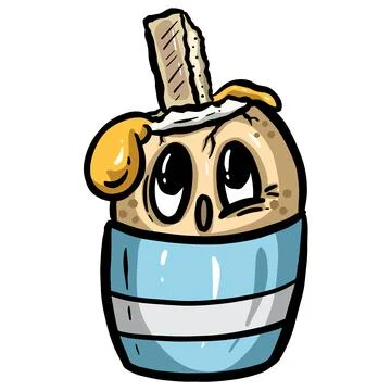 Cartoon boiled egg character for breakfast meal funny mascot illustration Stock Illustration