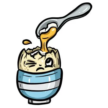 Cartoon boiled egg character for breakfast meal funny mascot illustration Stock Illustration
