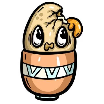 Cartoon boiled egg character for breakfast meal funny mascot illustration Stock Illustration