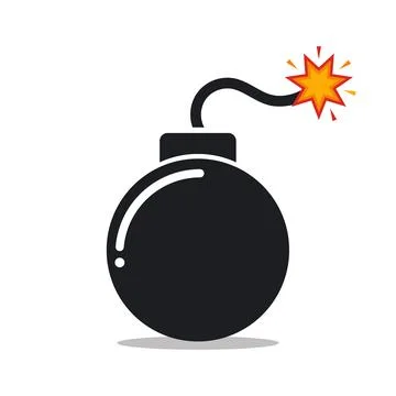 Cartoon bomb with burning fuse Stock Illustration