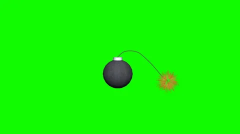Cartoon bomb explodes - green screen Stock Footage 33785392