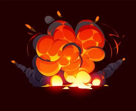 Cartoon bomb explosion and magic smoke effect 스톡 일러스트