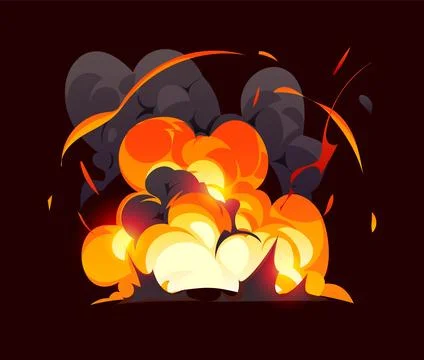 Cartoon bomb explosion and magic boom vfx effect Stock Illustration