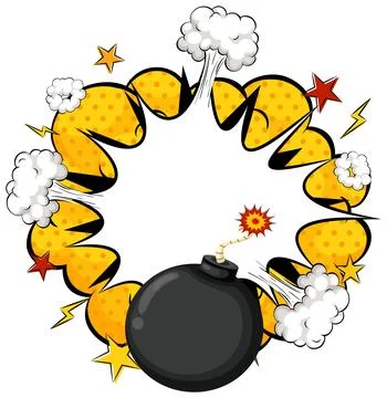 Cartoon Bomb Explosion with Comic Style Burst Illustrazione stock