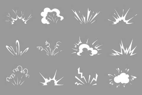 Cartoon bomb explosion, smoke, fire comic clouds Stock Illustration