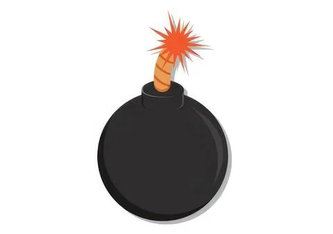 Cartoon bomb with fuse ready to explode Stock Illustration