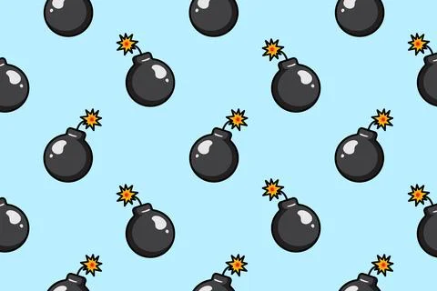Cartoon bomb. Seamless vector pattern イラスト素材