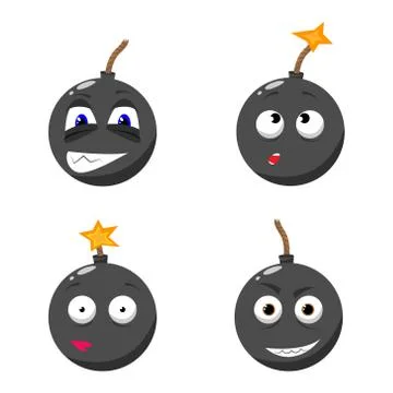 Cartoon bomb set Stock Illustration
