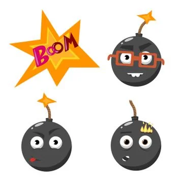 Cartoon bomb set  Stock Illustration