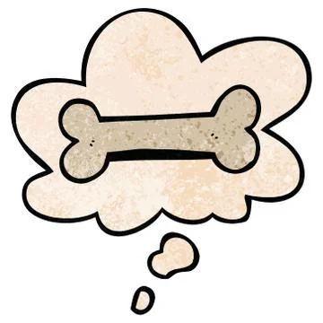 Cartoon bone and thought bubble in grunge texture pattern style Illustrazione stock